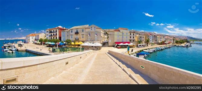 Island town of Pag panorama, view from bridge, Dalmatia, Croatia