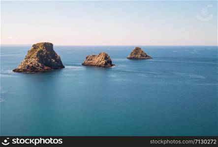 Islands at Pen-Hir Cape, Camaret-sur-Mer, Brittany, France. Islands at Pen-Hir Cape