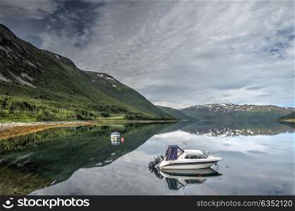 Islands of Kvaloya and Senja, Norway, Mountains, lakes, fjords