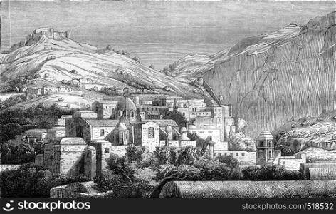 Isle of Capri, The Church, vintage engraved illustration. Magasin Pittoresque 1845.