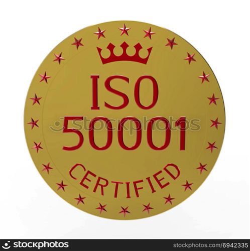 ISO 50001 standard, energy management system, 3D render, isolated on white