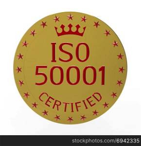 ISO 50001 standard, energy management system, 3D render, isolated on white