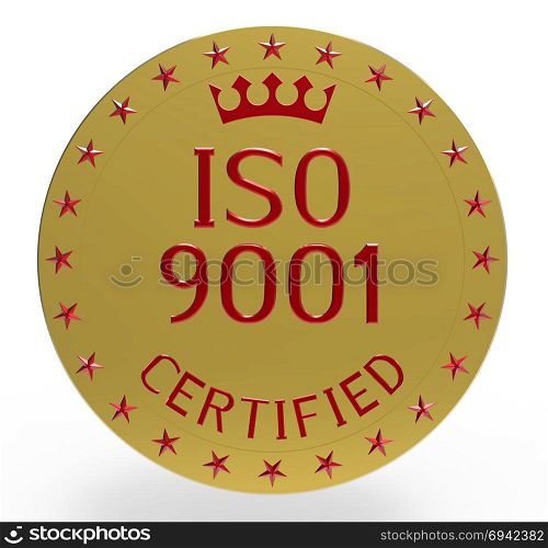 ISO 9001 standard, quality management system, 3D render, isolated on white