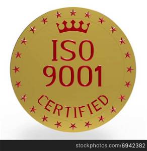 ISO 9001 standard, quality management system, 3D render, isolated on white