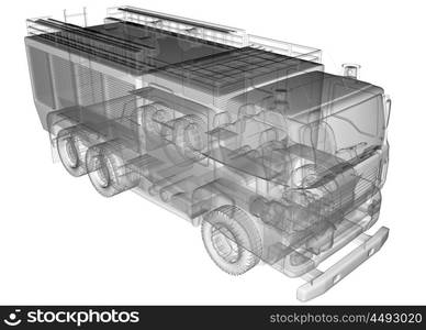 isoladed transparent fire truck