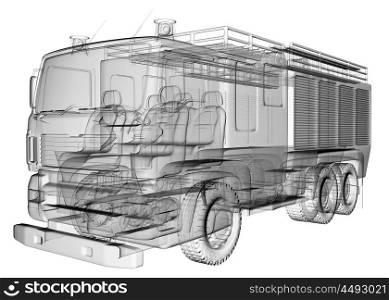 isoladed transparent fire truck