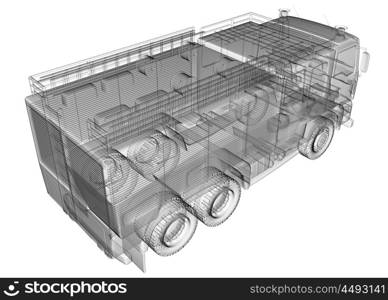 isoladed transparent fire truck