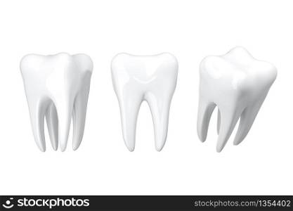 Isolate Close up Beauty White Teeth on white background. 3D Render