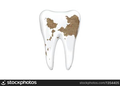 isolate Close up Damage Teeth on white background. 3D Render.