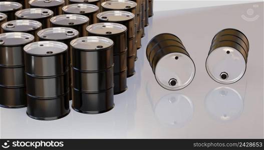 isolated 3d render of oil barrels in for energy concepts.