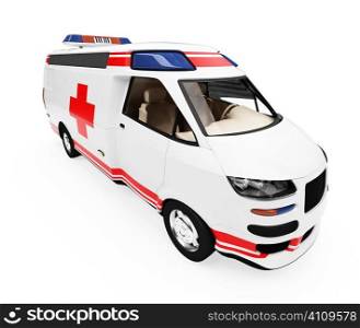 Isolated ambulance truck over white background