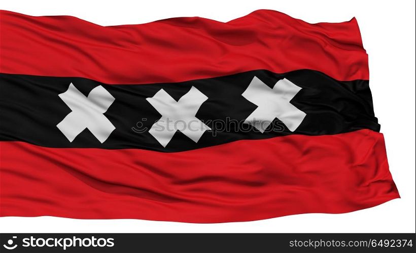 Isolated Amsterdam City Flag, Capital City of Netherlands, Waving on White Background, High Resolution