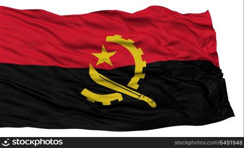Isolated Angola Flag, Waving on White Background, High Resolution