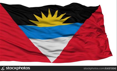 Isolated Antigua and Barbuda Flag, Waving on White Background, High Resolution