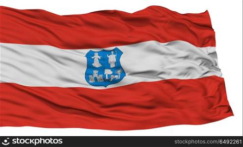 Isolated Asunction City Flag, Capital City of Paraguay, Waving on White Background, High Resolution