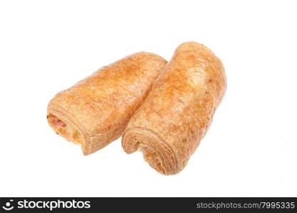 Isolated baked hot dogs on a studio background