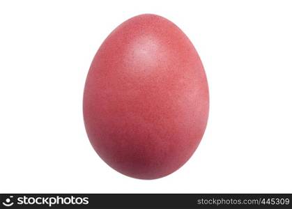 Isolated beautiful perfect shape organic Violet or red Easter Egg on white background - fine edge for easily di cut