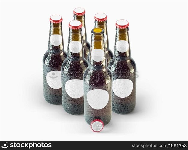 Isolated Beer Bottles Mock-Up - Blank Label , oktoberfest concept.