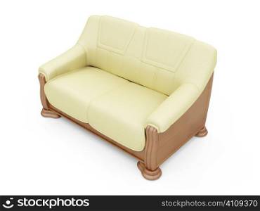 isolated beige sofa over white background