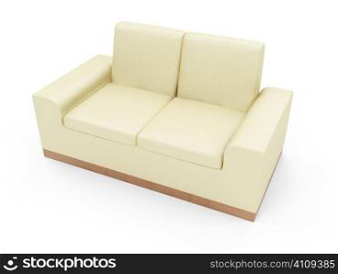 isolated beige sofa over white background
