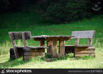 Isolated Bench on a Dolomites Park in Veneto