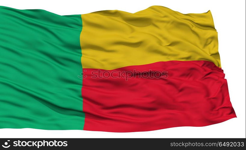 Isolated Benin Flag, Waving on White Background, High Resolution