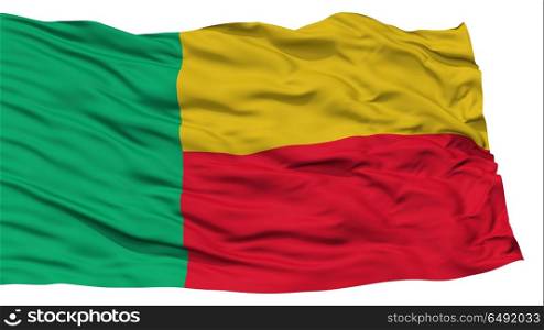 Isolated Benin Flag, Waving on White Background, High Resolution