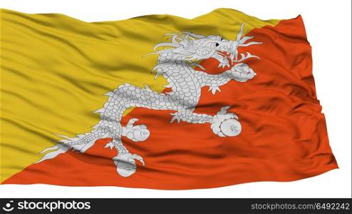 Isolated Bhutan Flag, Waving on White Background, High Resolution