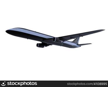 isolated black airplane over white background