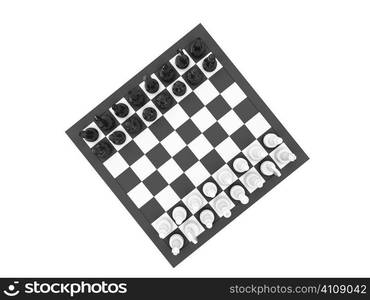 isolated blackboard and chess on white background