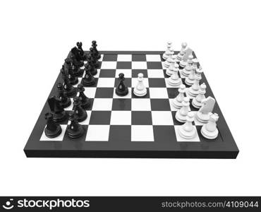 isolated blackboard and chess on white background