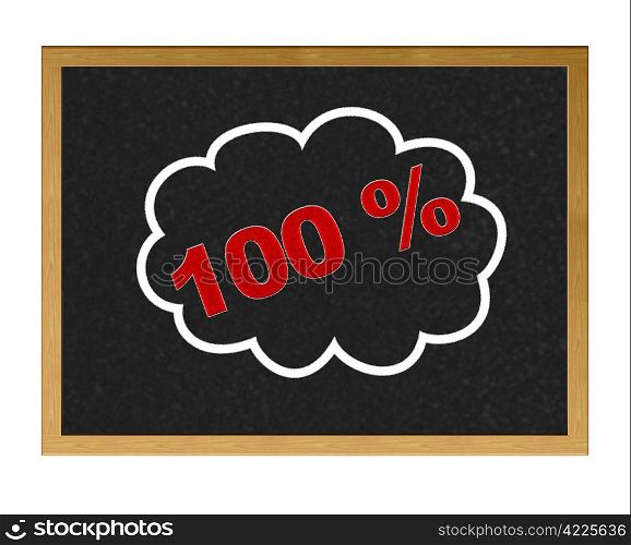 Isolated blackboard with 100 % discount.