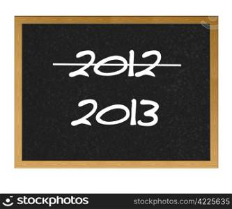 Isolated blackboard with 2012 and 2013.