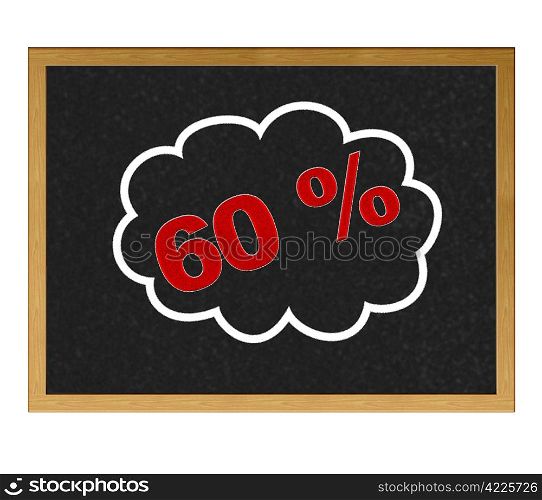Isolated blackboard with 60 % discount.