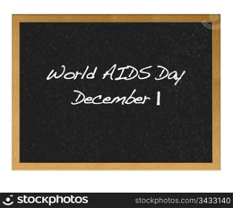 Isolated blackboard with Aids day.