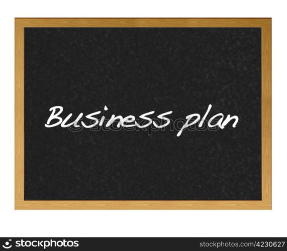 Isolated blackboard with business plan.