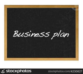 Isolated blackboard with business plan.
