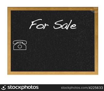 Isolated blackboard with For Sale.