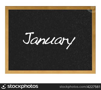 Isolated blackboard with January.