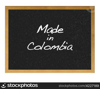 Isolated blackboard with Made in Colombia