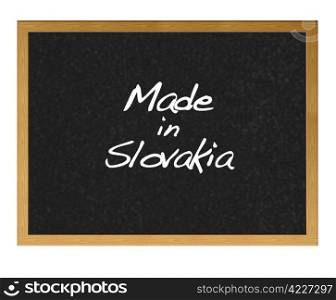 Isolated blackboard with Made in Slovakia.