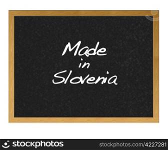 Isolated blackboard with Made in Slovenia.