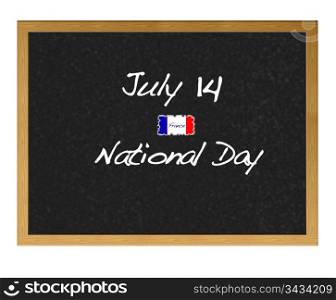 Isolated blackboard with National day France.