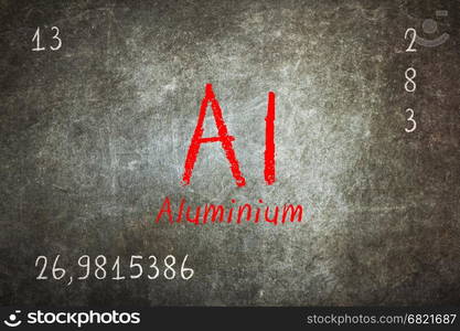 Isolated blackboard with periodic table, Aluminium, Chemistry