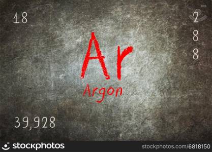 Isolated blackboard with periodic table, Argon, chemistry