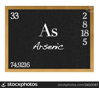 Isolated blackboard with periodic table, Arsenic.