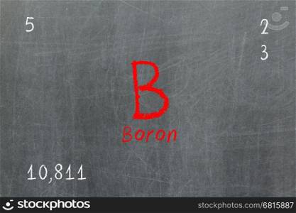 Isolated blackboard with periodic table, Boron, Chemistry