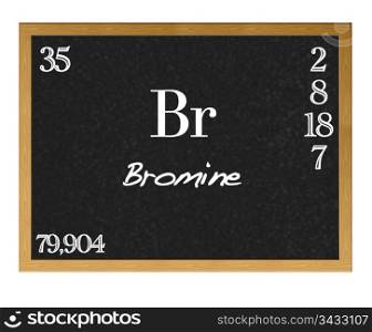 Isolated blackboard with periodic table, Bromine.