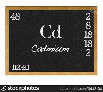 Isolated blackboard with periodic table, Cadmium.