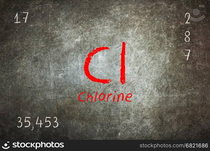 Isolated blackboard with periodic table, Chlorine, Chemistry